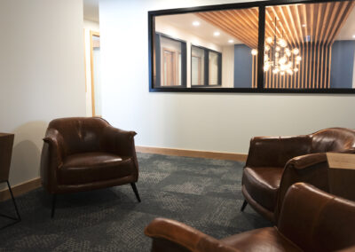 Commercial Building Lounge Area Built By Hillside Construction. Building Custom Commercial Business' Space In Manitoba.