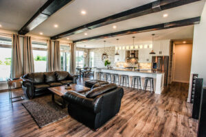 Bespoke Living Space and Kitchen Built By Hillside Construction. Building Custom Homes, Cabins, and Renovations in Manitoba and Kenora.