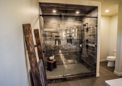 Tile Shower Built By Hillside Construction. Building Custom Homes, Cabins, and Renovations in Manitoba and Kenora.