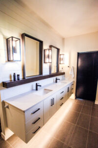 Designer Bathroom Built By Hillside Construction. Building Custom Homes, Cabins, and Renovations in Manitoba and Kenora.